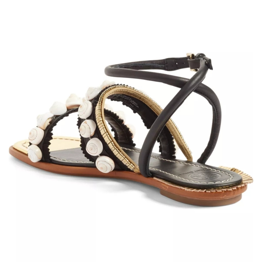 Tory Burch Sinclair Seashell Ankle Wrap Leather S… - image 3